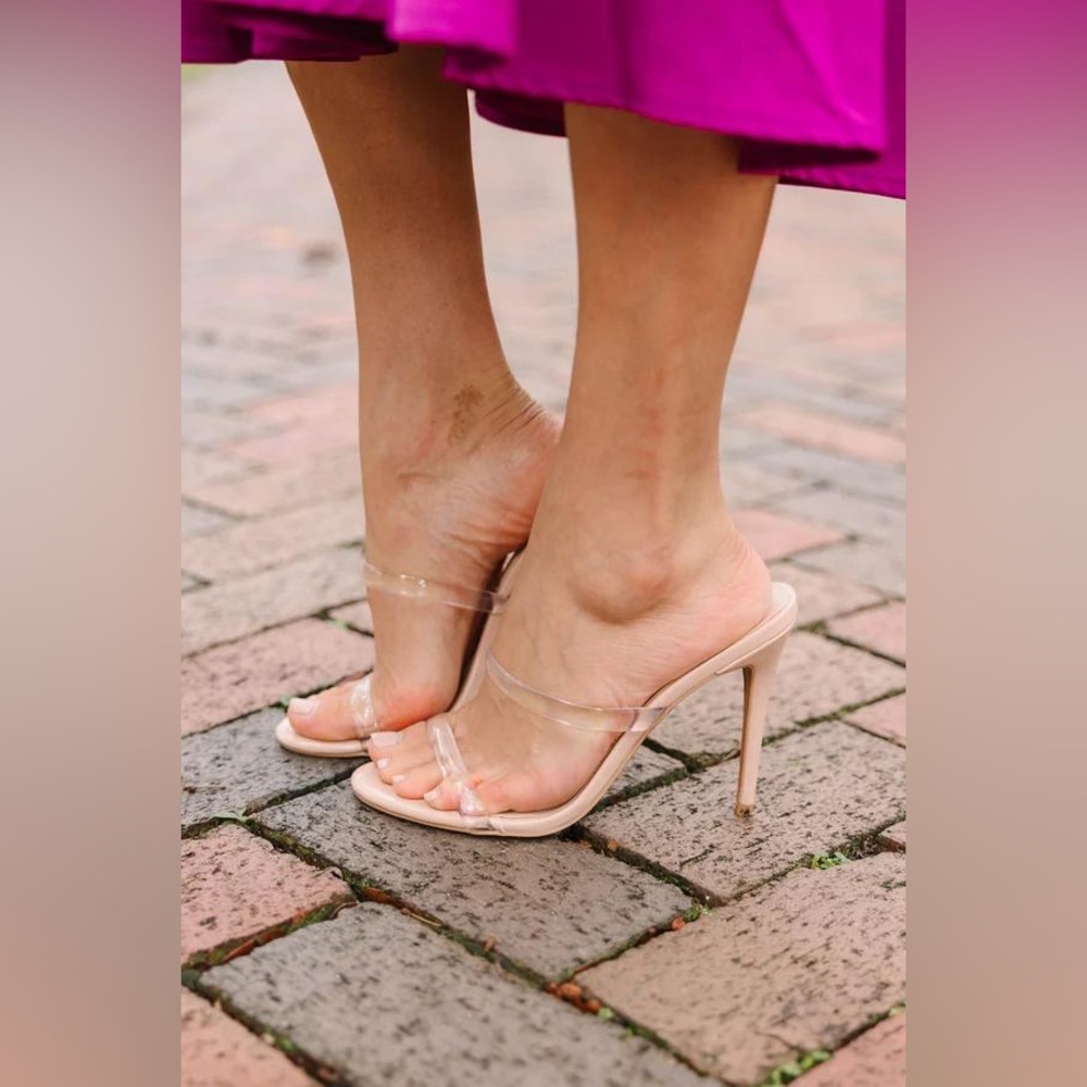 Nude Clear Strap Heels